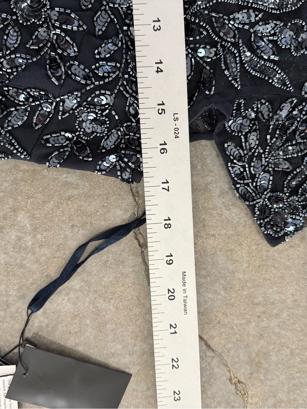 Navy Beaded Maxi Dress with Sheer Yoke - Picture 10 of 13